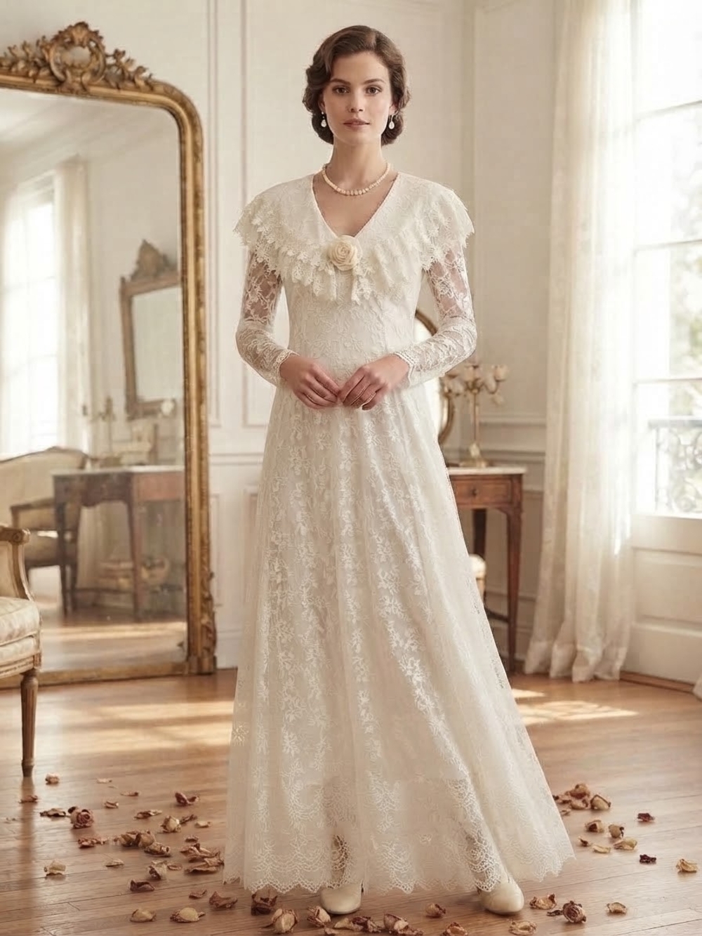 Jessica McClintock Lace Bridal Gown in Ivory Size 15/16
